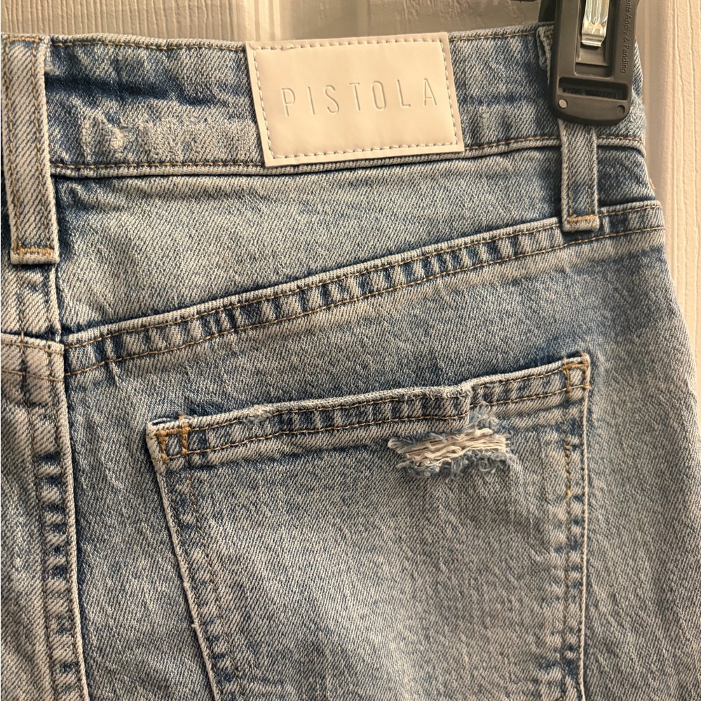 PISTOLA jeans Light Blue Distressed Straight Leg Size 27 - Picture 7 of 10